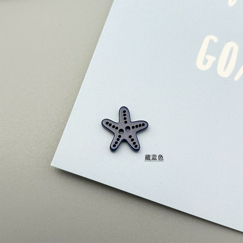 15mm小尺寸迷你海星贝壳纽扣两眼树脂扇形星星扣子衬衫连衣裙装饰
