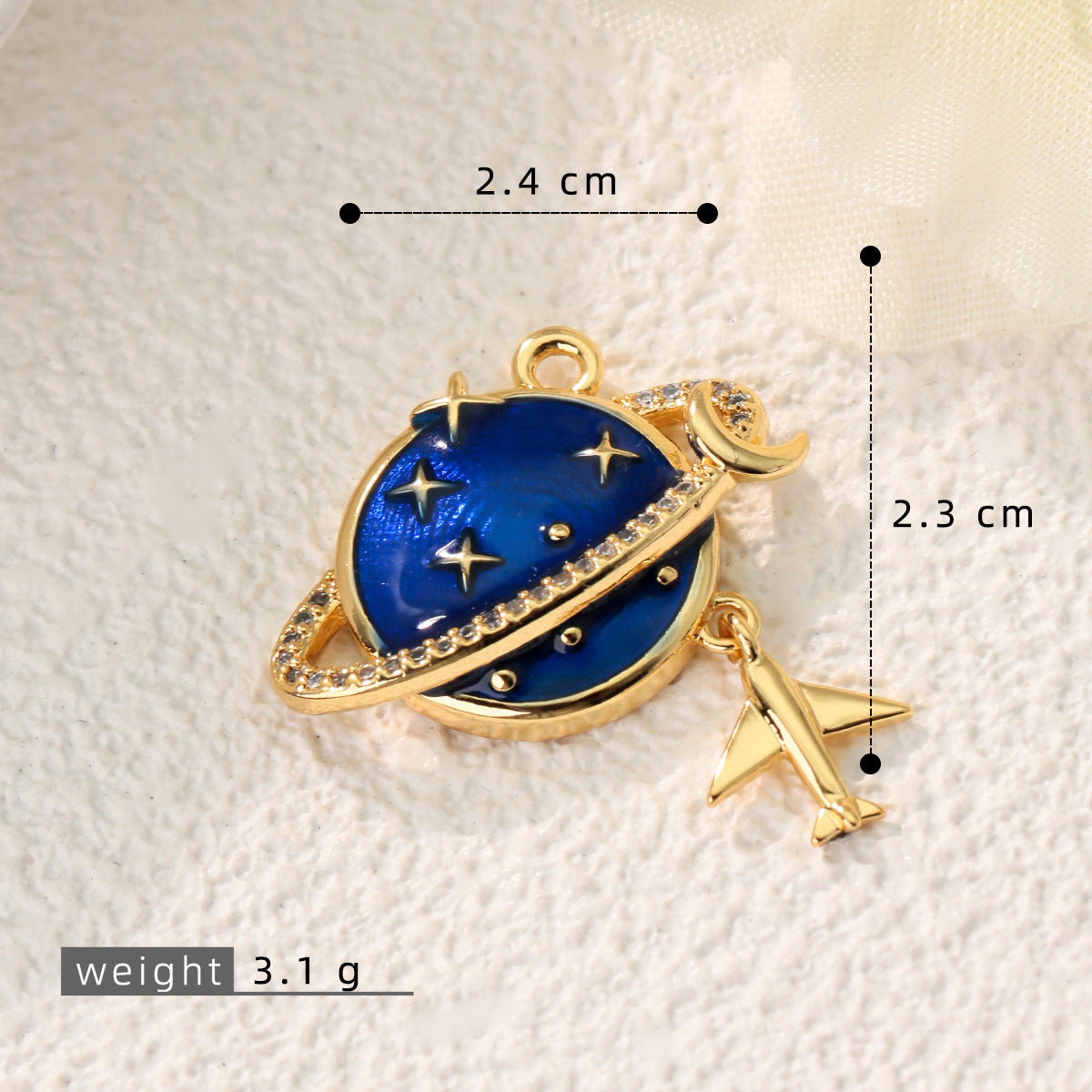 跨境星球吊坠铜镀18K金微镶锆石土星项链梦幻宇宙主题锁骨链配件