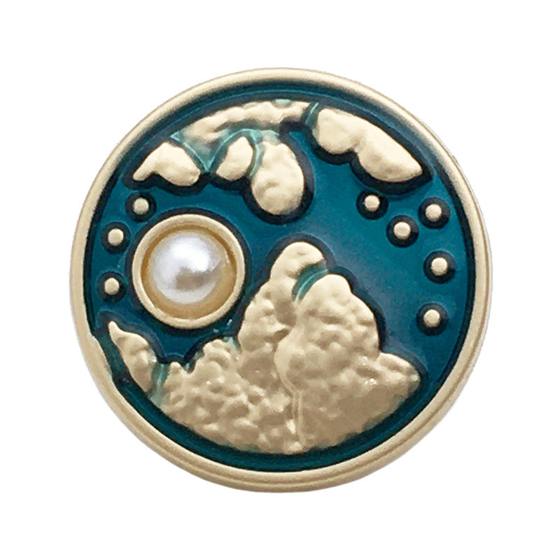 复古中国风日月星辰珍珠金属纽扣设计师辅料外套大衣西装扣子