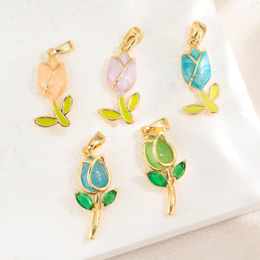Elvane - Tulip-Shaped Leaf-Accent Pendant Only