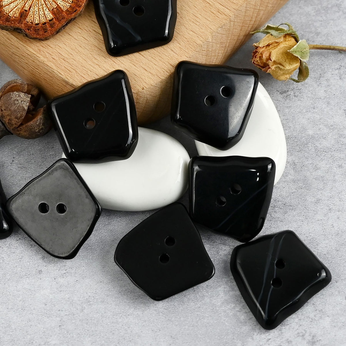Bunli - DIY 10 Pack Irregular Faceted Button
