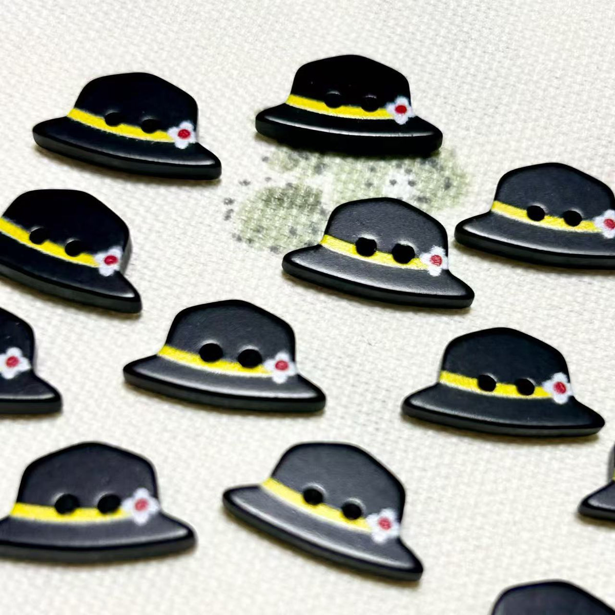 黑色花朵装饰小礼帽手工diy装饰品bjd娃衣配件幼儿园粘画板材料包