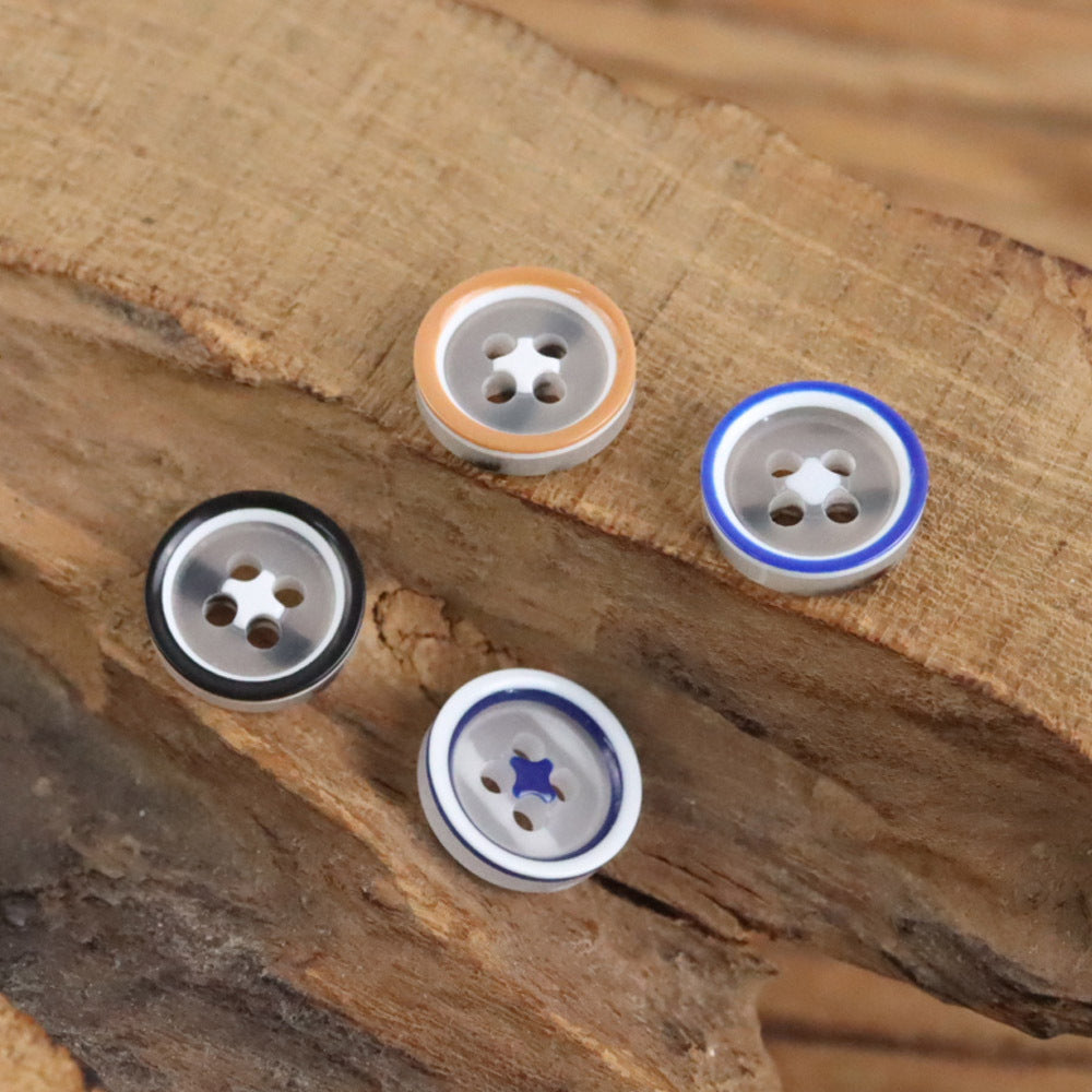 Bunli - DIY 10 Pack Clear Border Four Hole Button