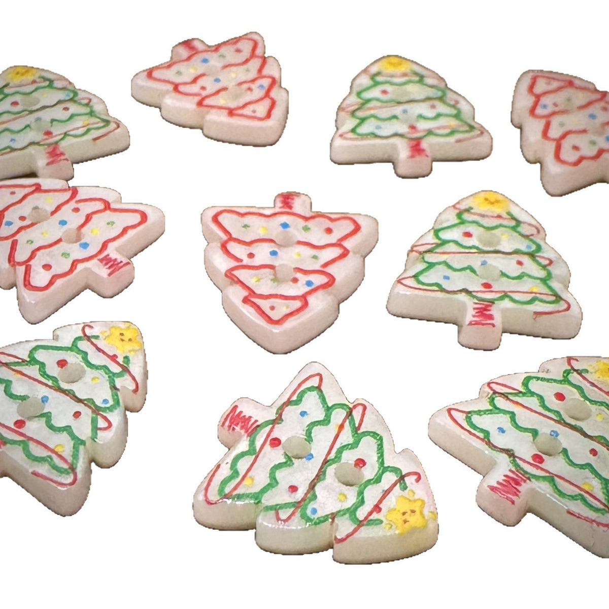 Bunli - DIY 10 Pack Decorated Christmas Tree Button
