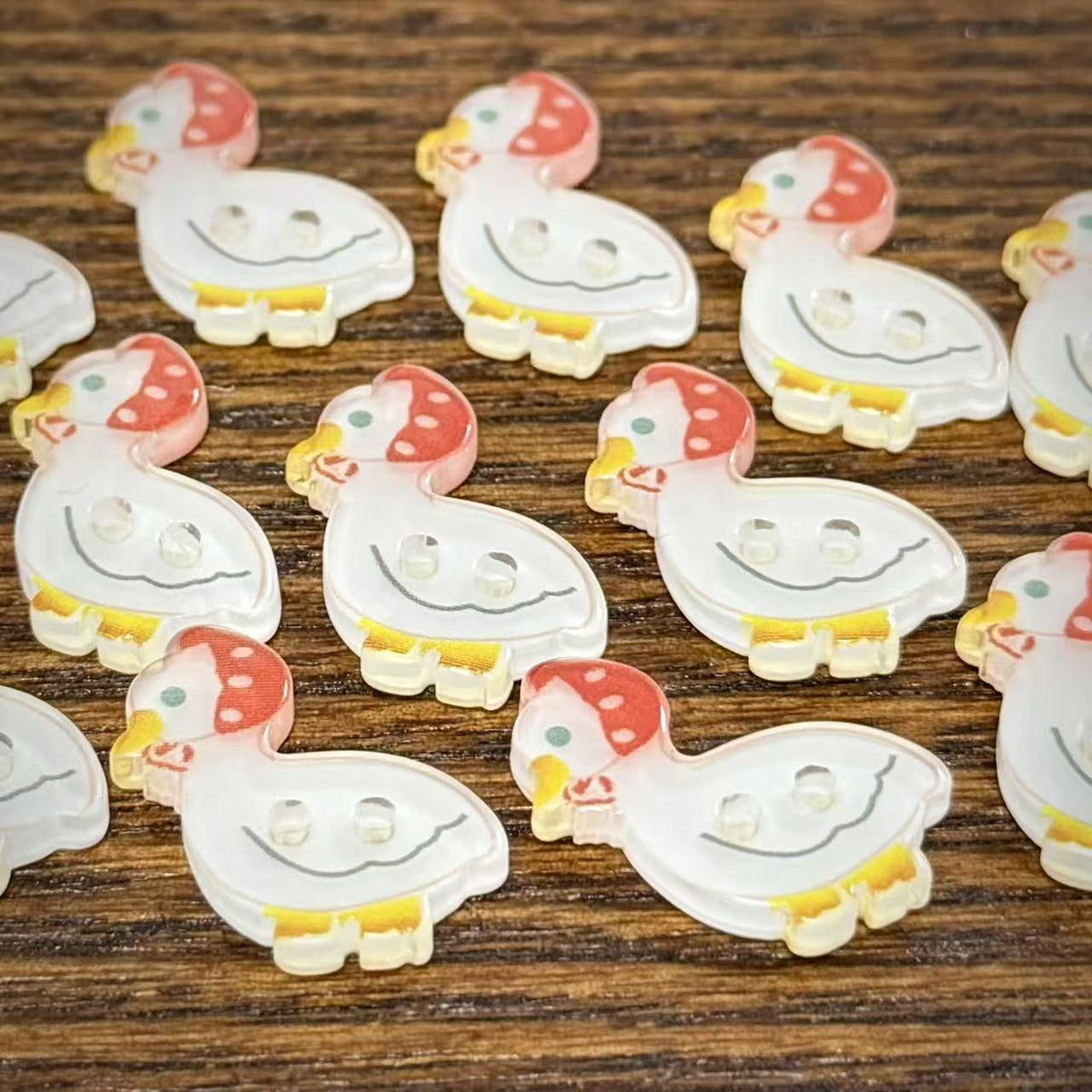 Bunli - DIY 10 Pack Red Hat Goose Button
