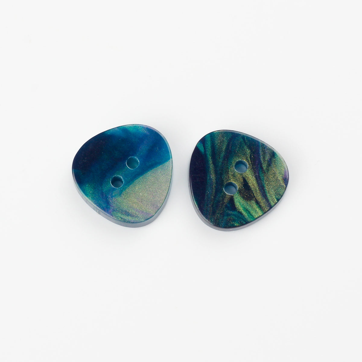 Bunli - DIY 10 Pack Blue-Green Mixed-Shape Button