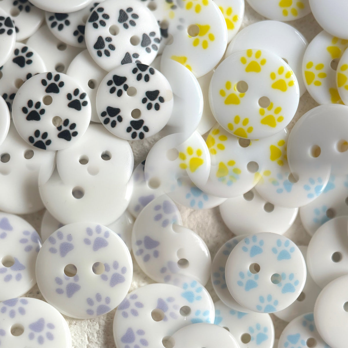 Bunli - DIY 10 Pack Multicolor Paw-Print Round Button