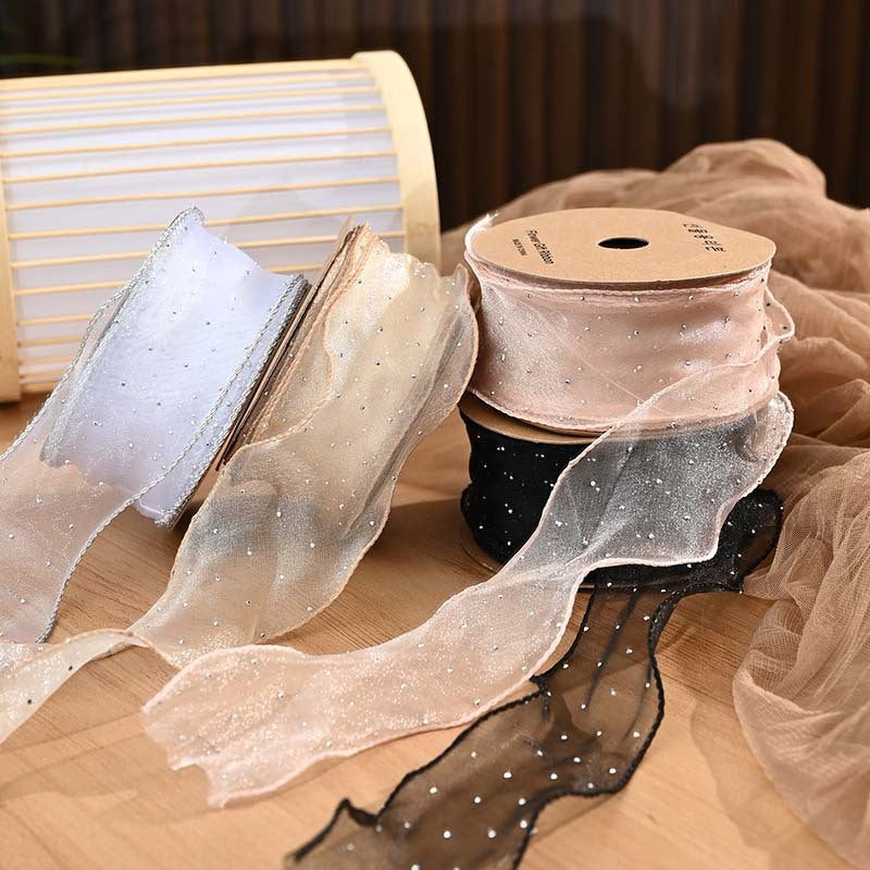 拷边烫钻鲜花包装服装辅料节日装饰礼品礼盒手工头饰DIY缎带丝带