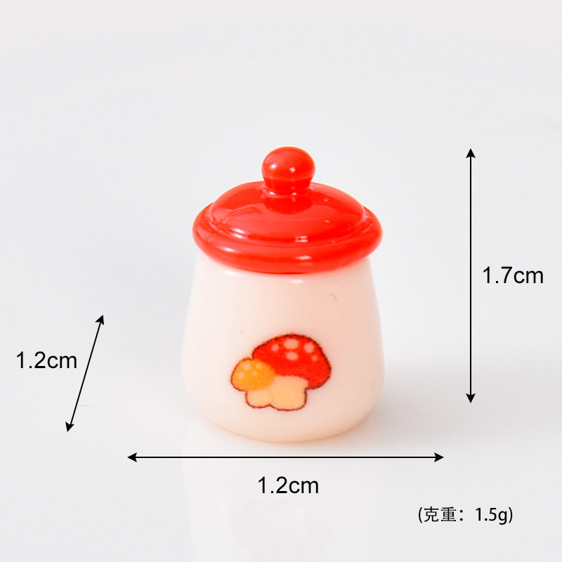 新品卡通红蘑菇全套厨具微缩配件 迷你娃娃屋diy童话小屋树脂摆件