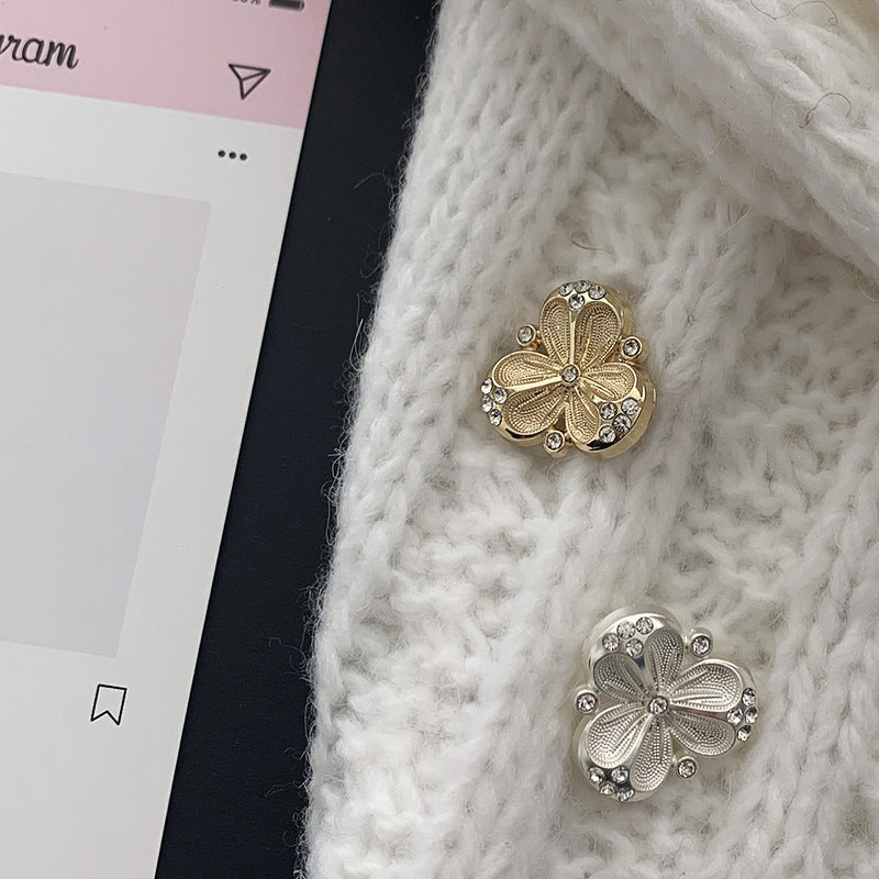 纽扣金属花钻金色高端精致时尚西装西外套风衣扣子高档女大衣钮扣