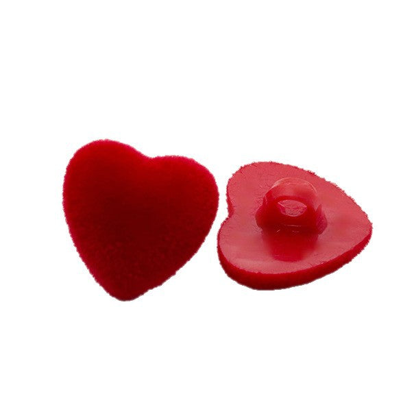 Bunli - DIY 10 Pack Flocked Heart Shank Button