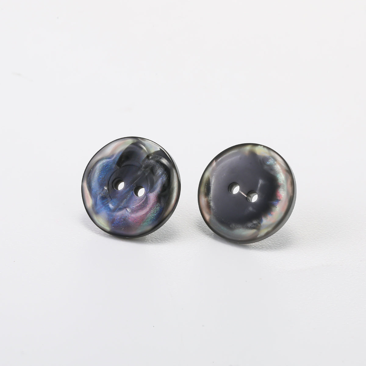 Bunli - DIY 10 Pack Iridescent Flower-Motif Round Button