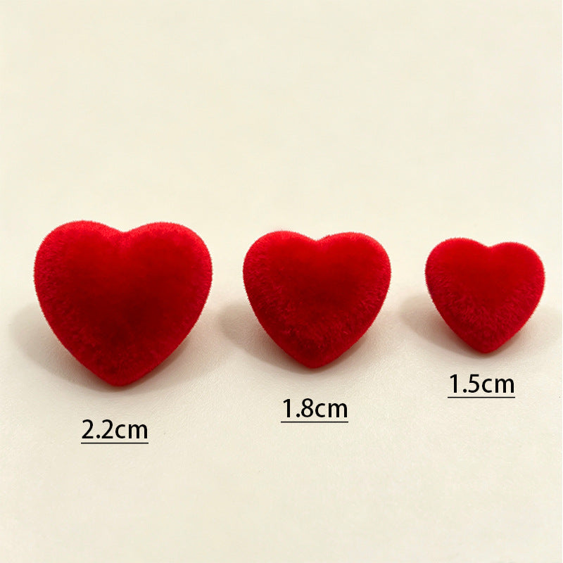 Bunli - DIY 10 Pack Flocked Heart Shank Button
