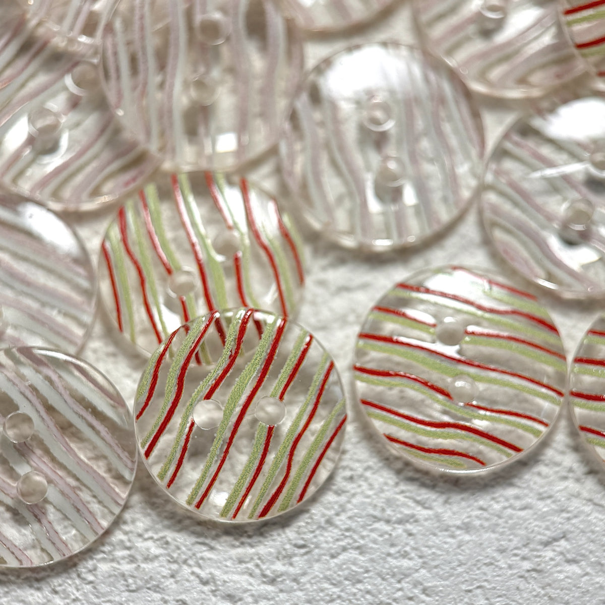 Bunli - DIY 10 Pack Transparent Mixed-Pattern Round Button