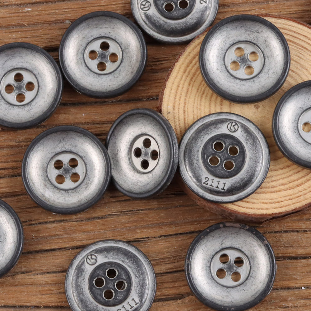 Bunli - DIY 10 Pack Bowl Shaped Wide Rim Metal Button