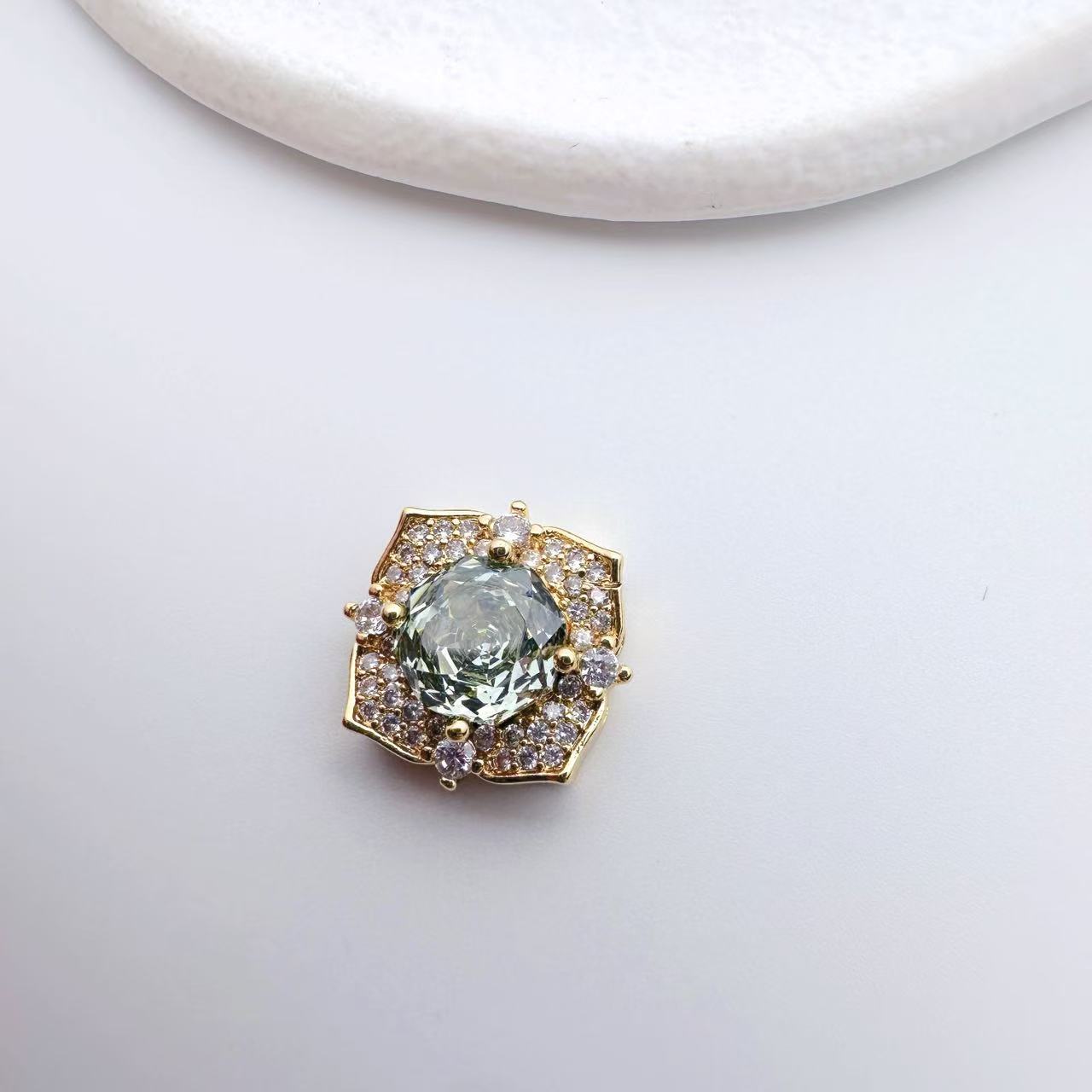 铜镀18K保色玫瑰切锆石雪落下多通隔珠diy饰品配件水晶串珠材料