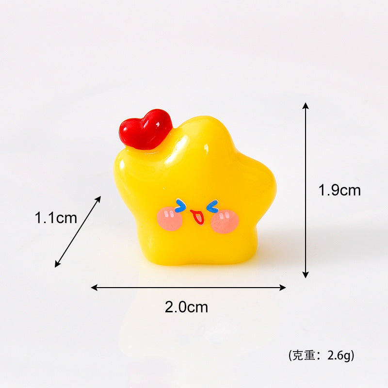 原创新品黄色星星树脂小配件diy奶油胶你萌粒车载桌面工艺品批发
