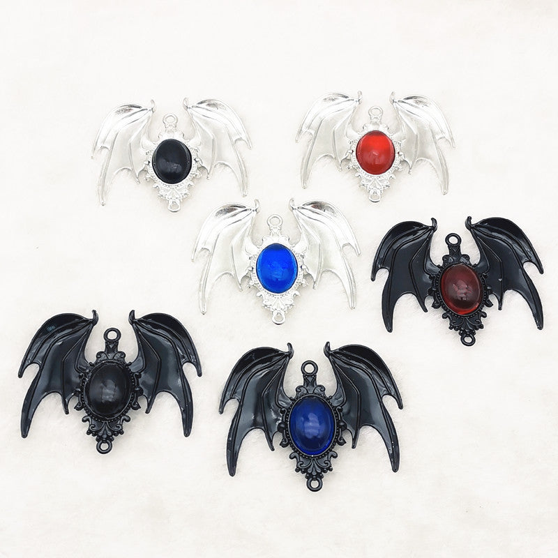 Elvane - Gothic Bat Wing Oval Accent Pendant Only
