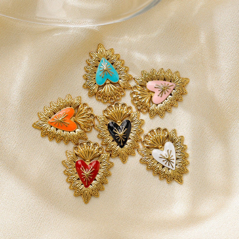 Elvane - Gold-Tone Heart-Center Pendant Only