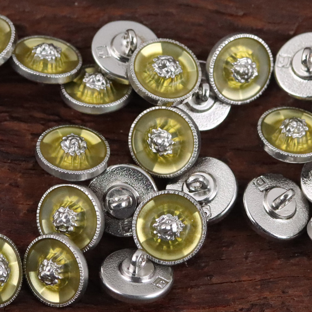 Bunli - DIY 10 Pack Lion-Head Silver-Tone Rim Button