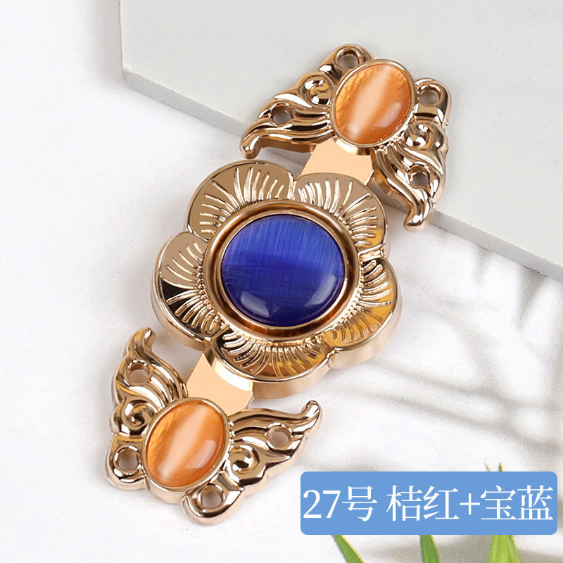 汉服金属子母扣猫眼石贴片明制复古合金对扣古风云肩披肩立领纽扣