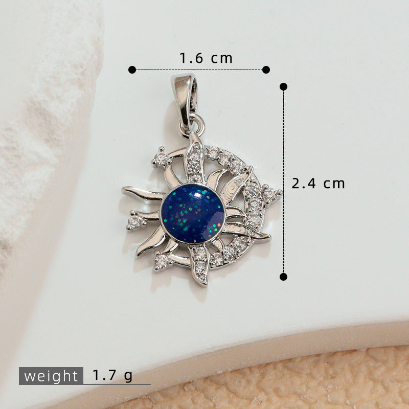 太空太阳星星月亮航天系列星空八芒星铜吊坠diy项链配件挂件批发