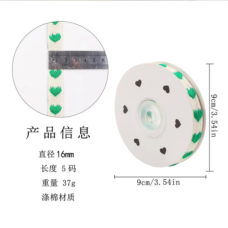 1.6cm爱心棉带织带礼品鲜花烘焙包装手工编织蝴蝶结材料丝带跨境