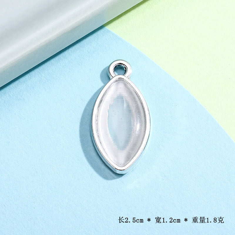 爱心猫眼石挂件配饰小吊坠百搭款合金配件diy项链手链服饰钥匙扣