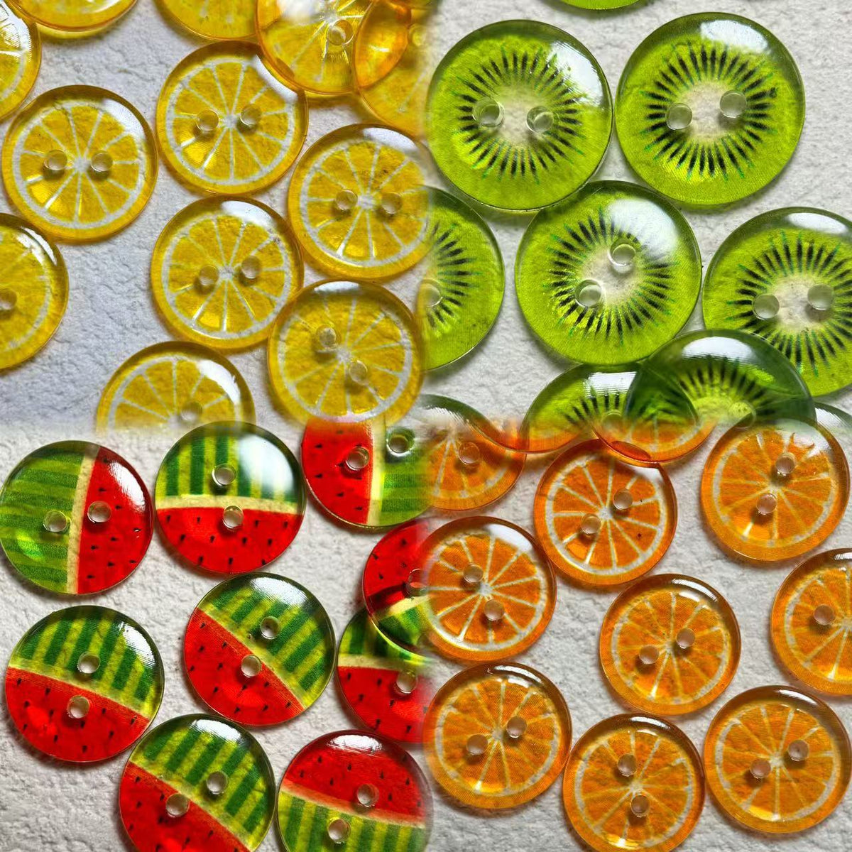 Bunli - DIY 10 Pack Transparent Mixed-Fruit Round Button
