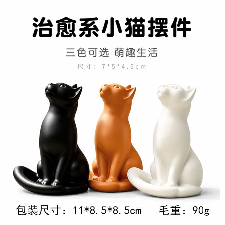 跨境新品树脂猫咪摆件治愈系桌面装饰品多色办公室家居小摆件现货