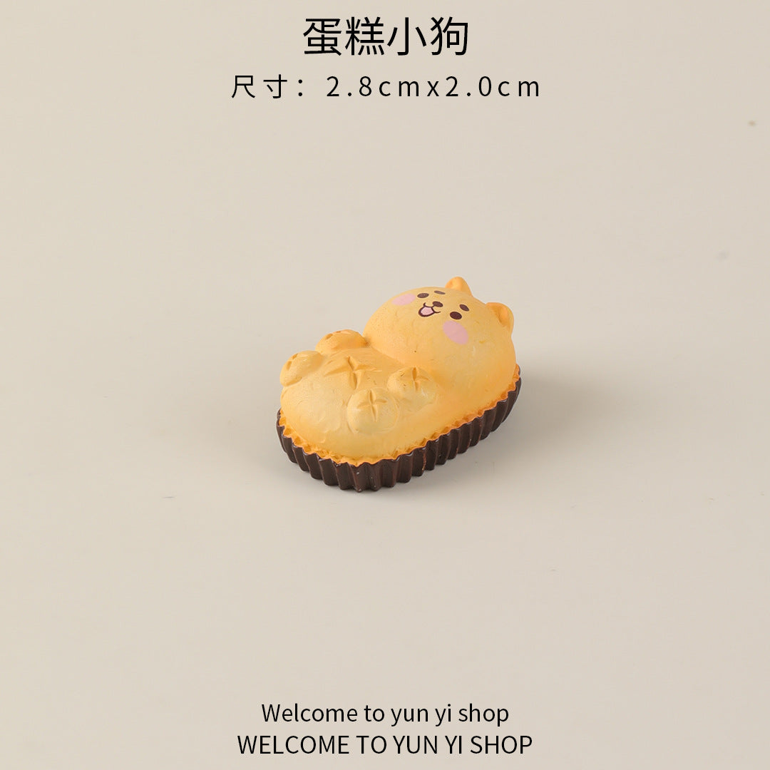 微景观创意摆件可爱卡通面包小狗 树脂装饰品配件 车载桌面小摆件