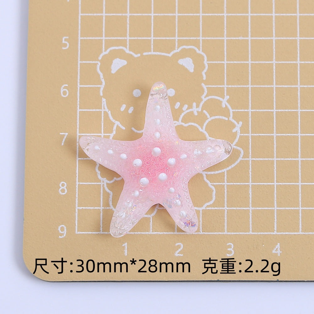 创意彩色冰透海星手工diy自制饰品配件奶油胶树脂小配件材料批发