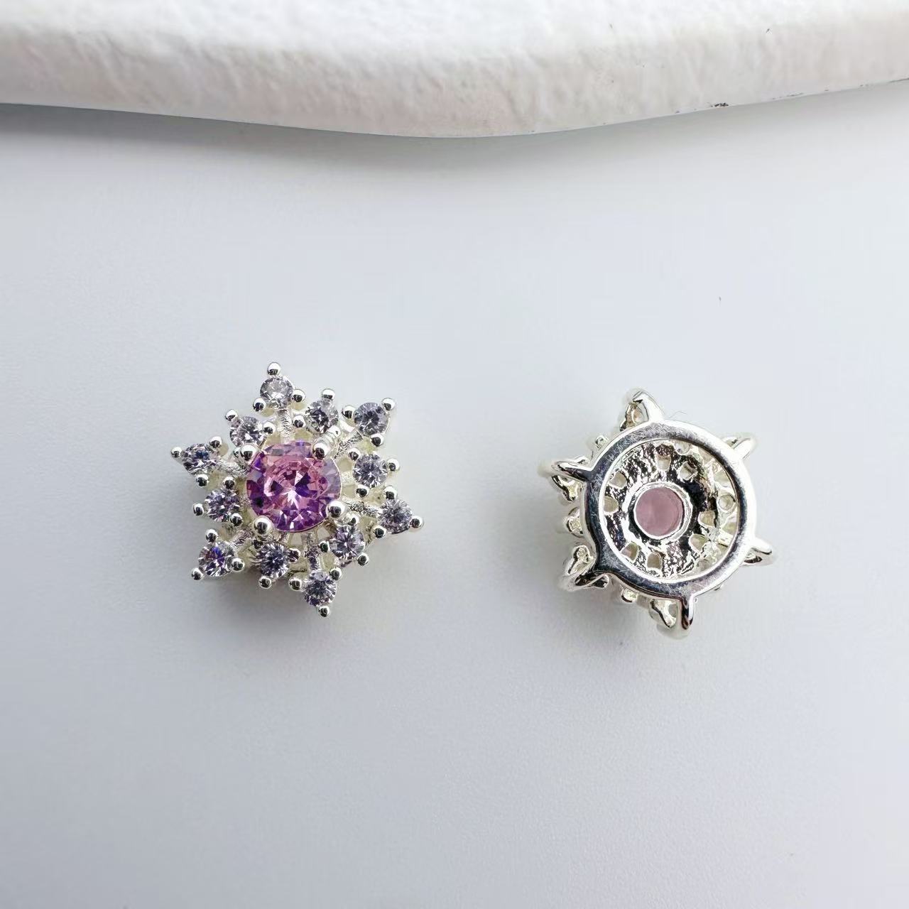 铜镀金微镶锆石雪花星星多通隔珠项链diy饰品配件水晶串珠材