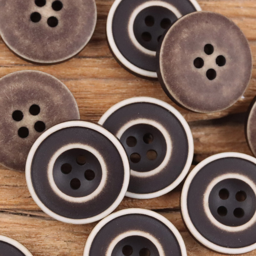 Bunli - DIY 10 Pack Washed Contrast-Ring Round Button