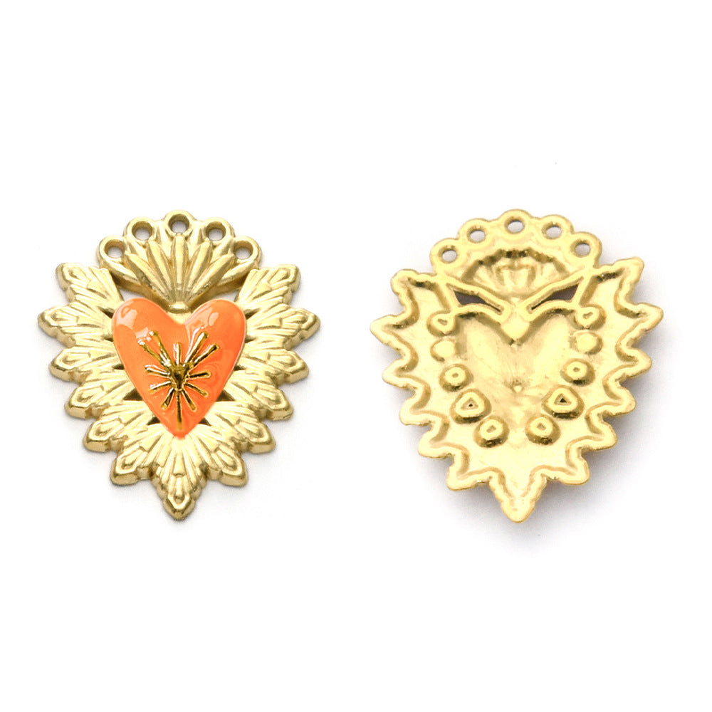 Elvane - Gold-Tone Heart-Center Pendant Only
