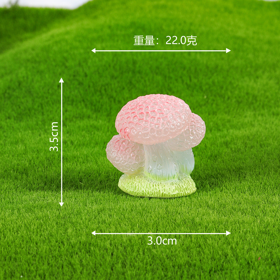 微景观摆件彩色夜光蘑菇荧光饰品苔藓创意树脂工艺品桌面小摆件