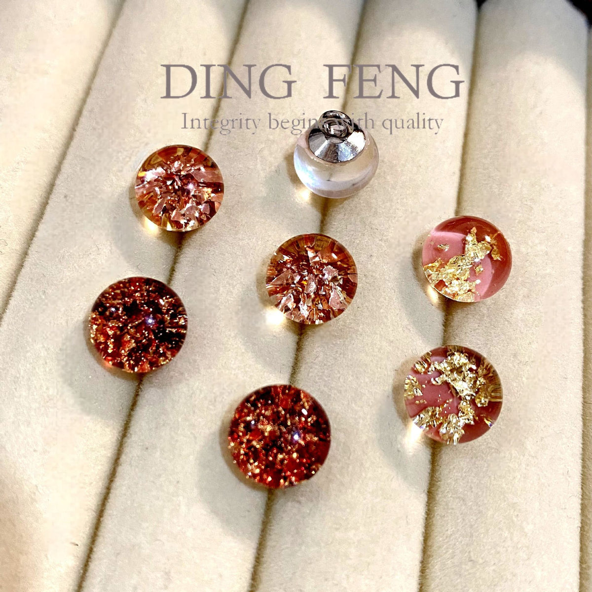 国风琉璃金箔珠钮扣汉服旗袍新中式扣子盘扣DIY装饰辅料批发
