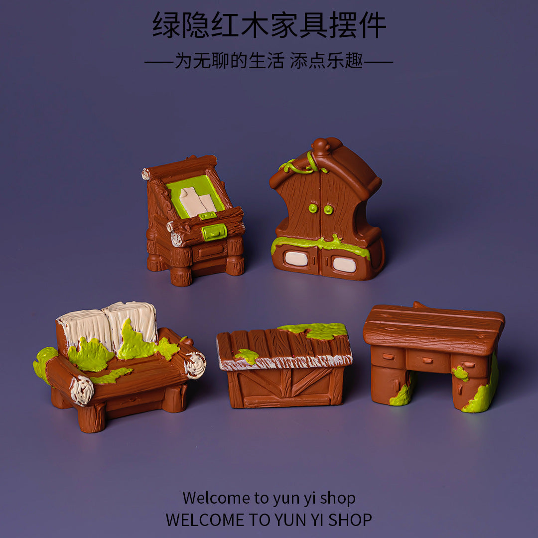 微景观创意写实红木家具 diy古风摆件家居客厅装饰车载桌面小摆件