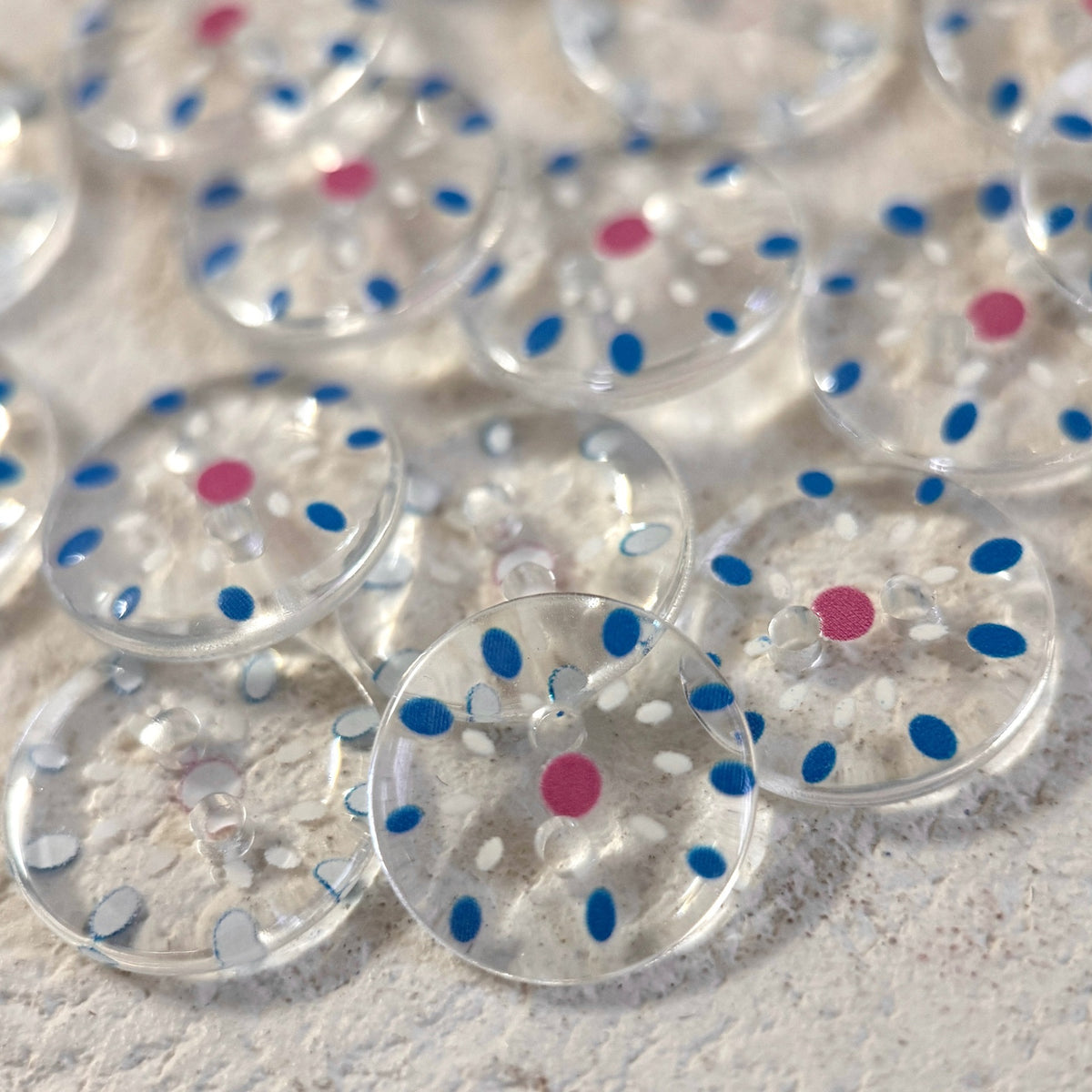 Bunli - DIY 10 Pack Transparent Mixed-Pattern Round Button