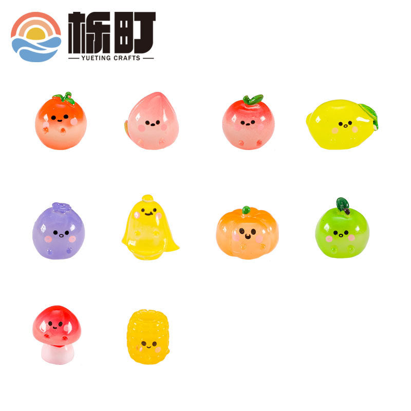 微景观树脂仿真夜光水果荔枝草莓可爱创意工艺品食玩小摆件批发