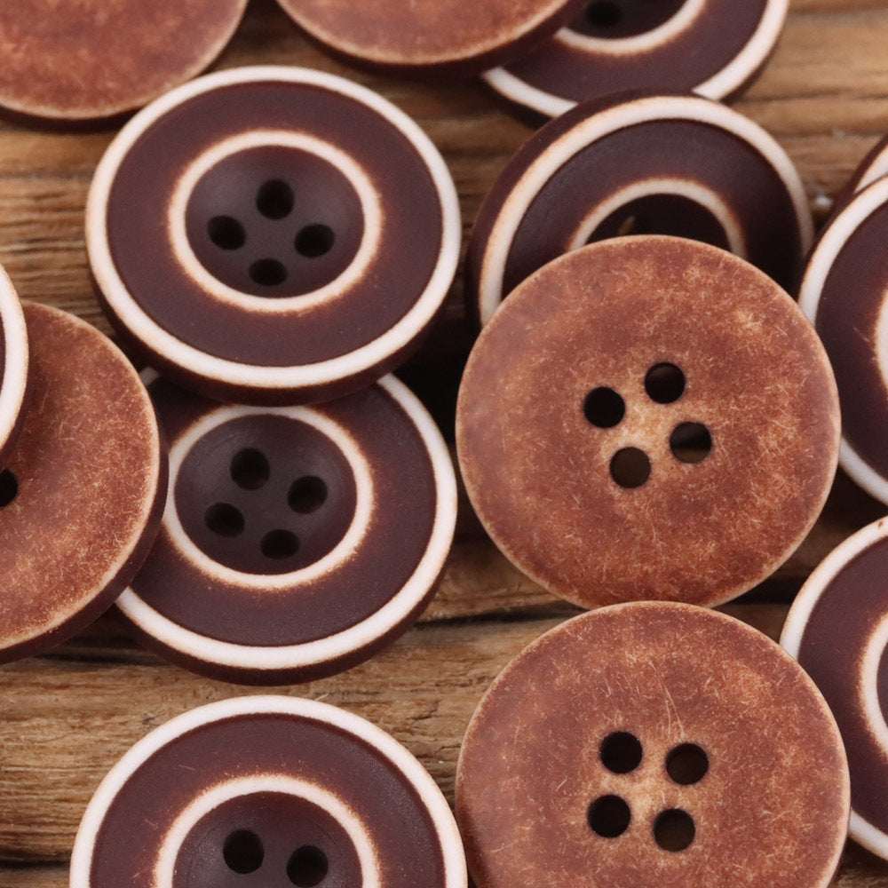 Bunli - DIY 10 Pack Washed Contrast-Ring Round Button