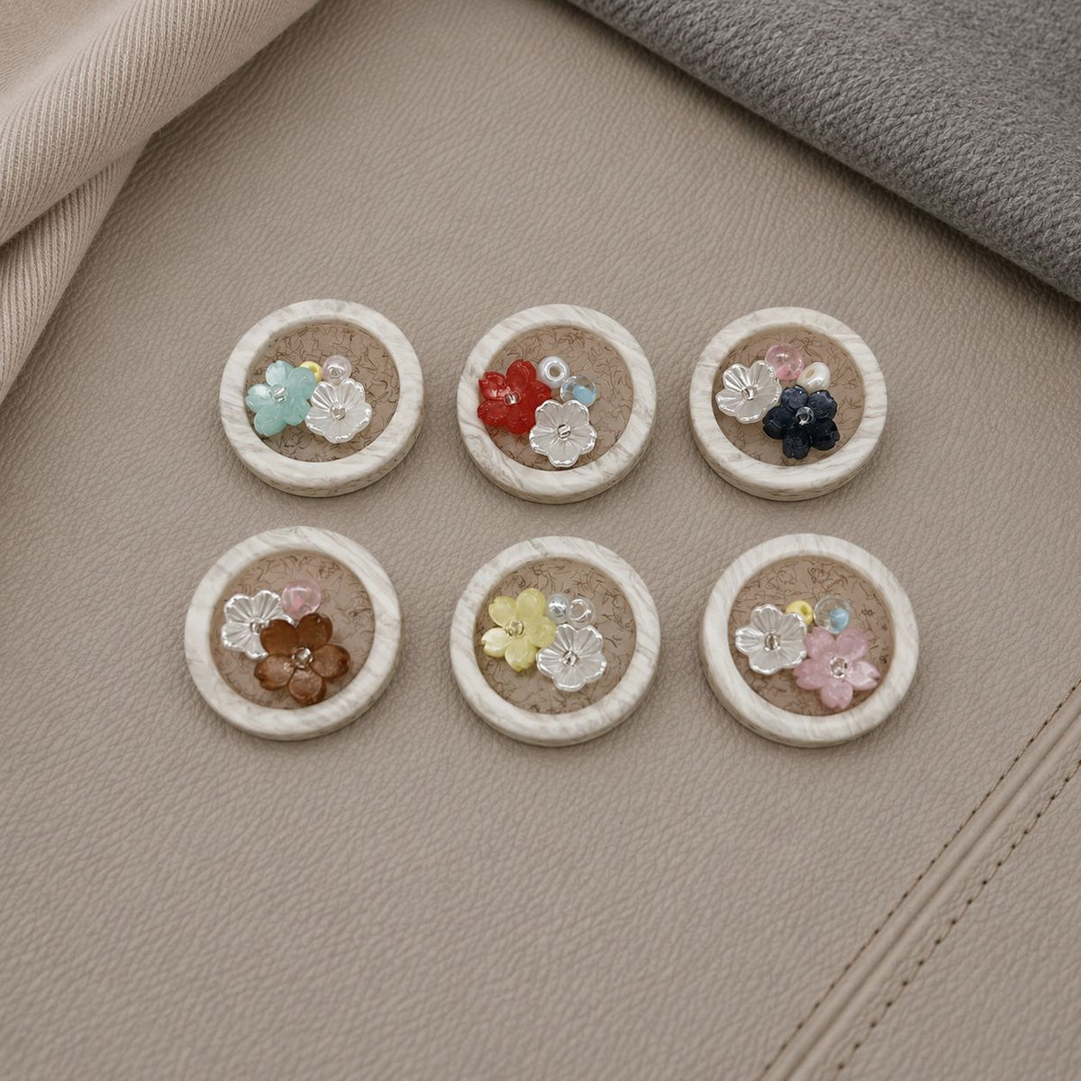 小花森系diy钉珠树脂扣子大衣风衣开衫连衣裙装饰服装辅料纽扣