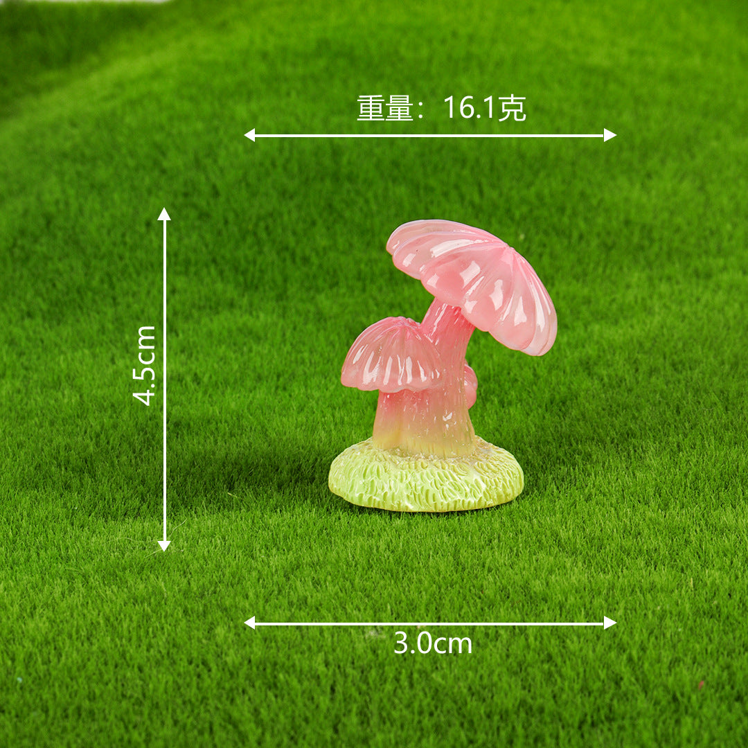 微景观摆件彩色夜光蘑菇荧光饰品苔藓创意树脂工艺品桌面小摆件