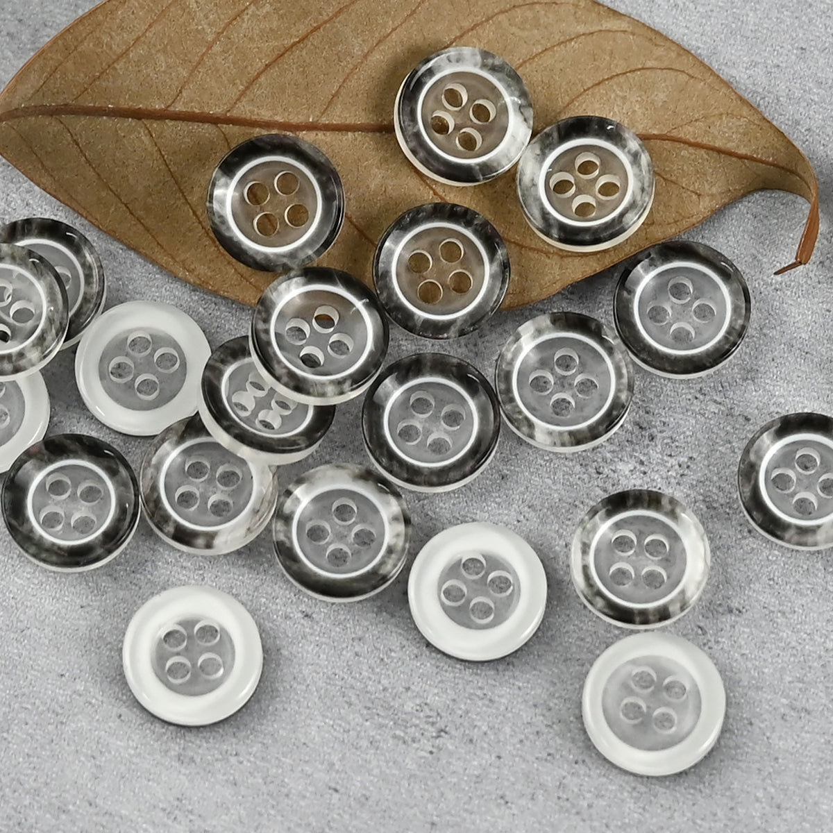 Bunli - DIY 10 Pack Clear Tint Round Four-Hole Button