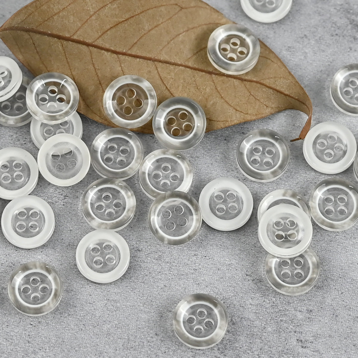 Bunli - DIY 10 Pack Clear Tint Round Four-Hole Button