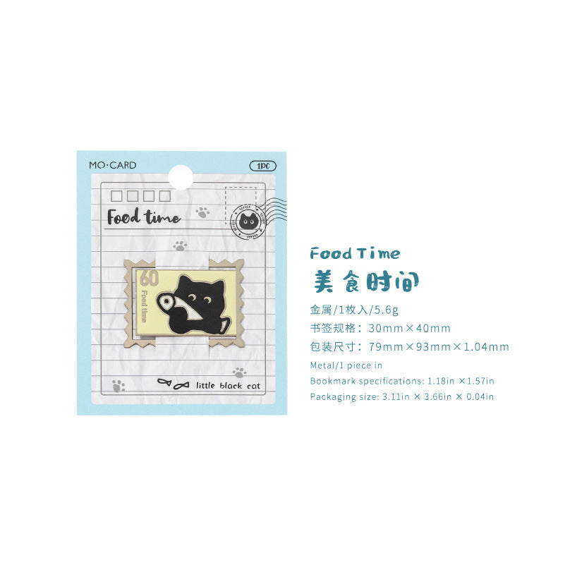 Novellea - Cat-Illustration Stamp-Border Bookmark Clip
