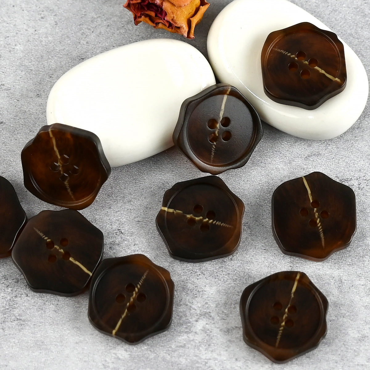 Bunli - DIY 10 Pack Irregular Faceted Four-Hole Button