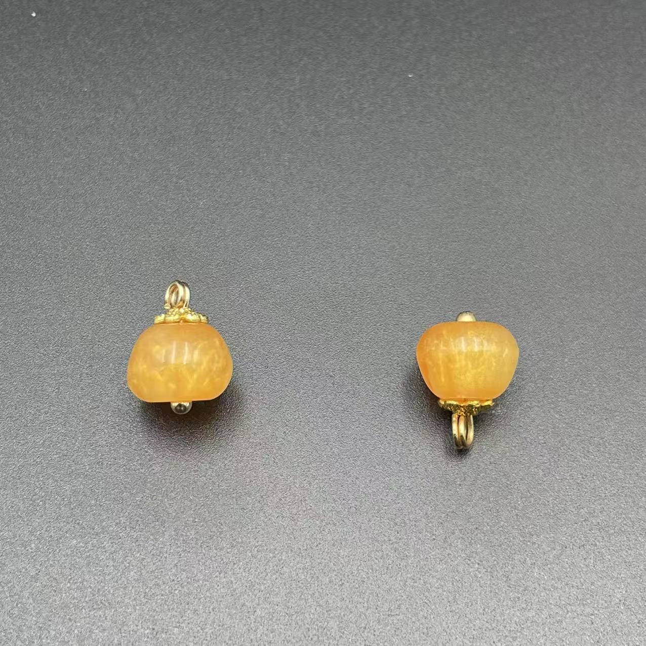 中式旗袍盘扣扣子金属花托苹果形树脂纽扣衬衫汉服古风装饰流金扣