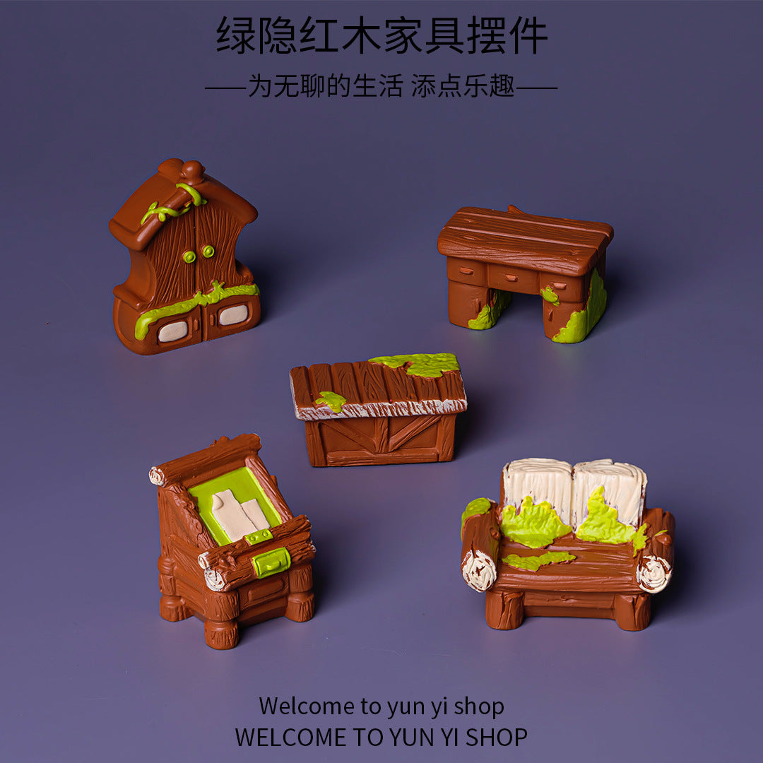 微景观创意写实红木家具 diy古风摆件家居客厅装饰车载桌面小摆件