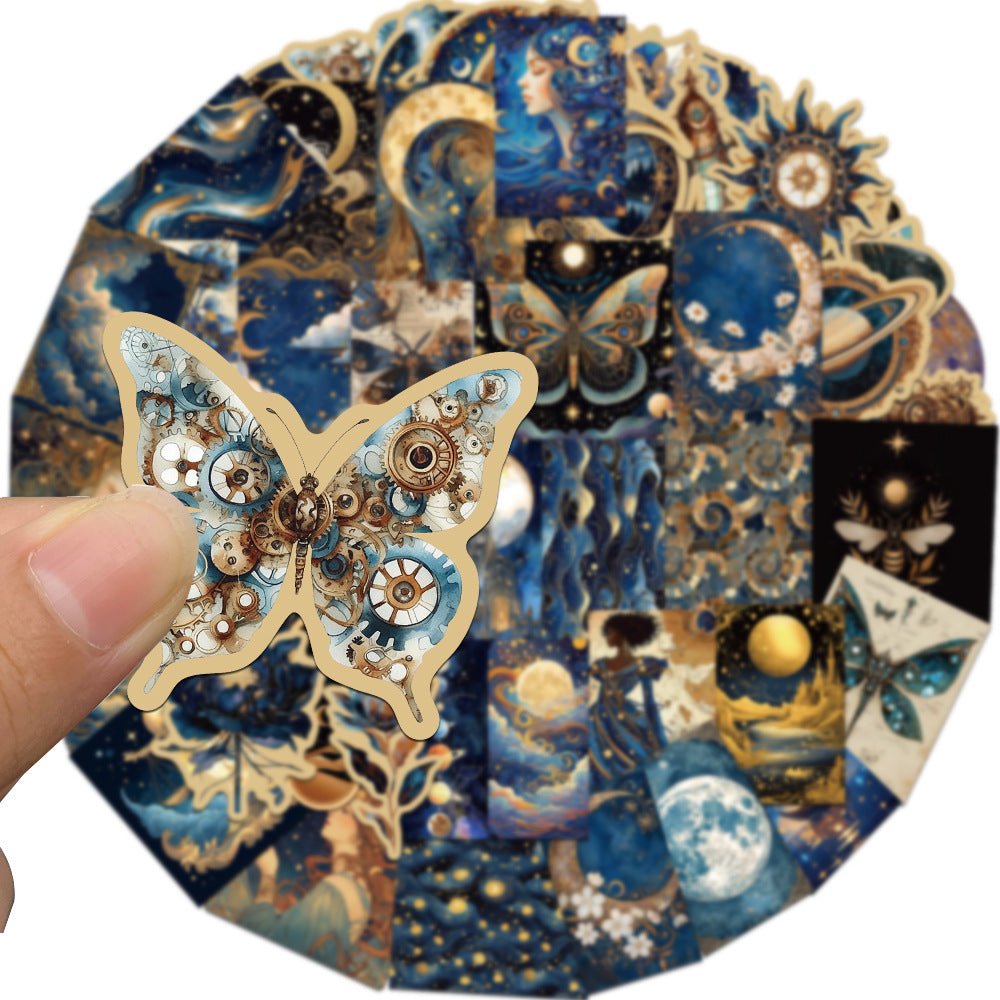50 Gold Cosmic Vortex Stickers DIY Cell Phone Case Suitcase Notebook Handbook Sticker Waterproof Sticker